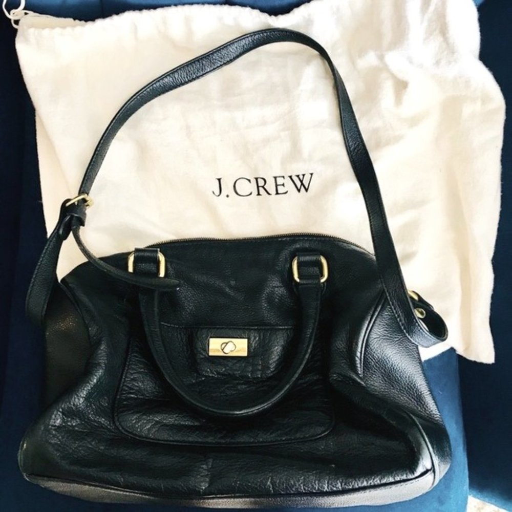 J. Crew Factory Dorset Satchel in Black Leather